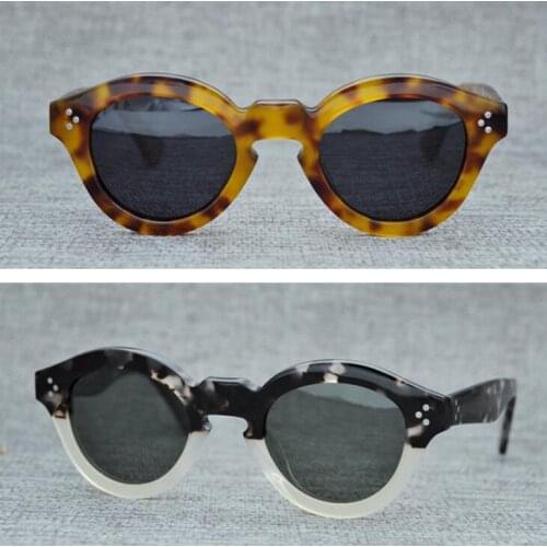 LKK UNISEX Hand-made Japanese retro polarized sunglasses street style small-face sunglasses Rivet sunglasses