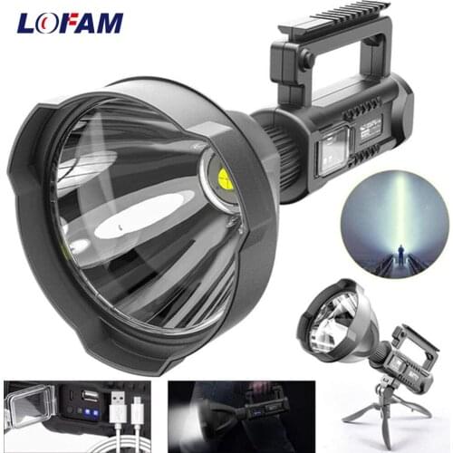 Lofam Super Bright XHP70.2 LED Portable Hunting Spotlights Built in 8000mAh Battery 4 Modes Searchlight for Expedition Camping