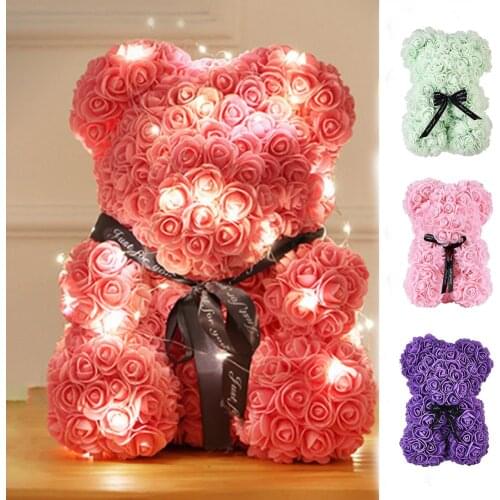 2021 Valentine GiftsTeddy Rose Bear with Box Luxurious Bear of Rose Bear Flowers Artificial Christmas Gift for Girlfriends