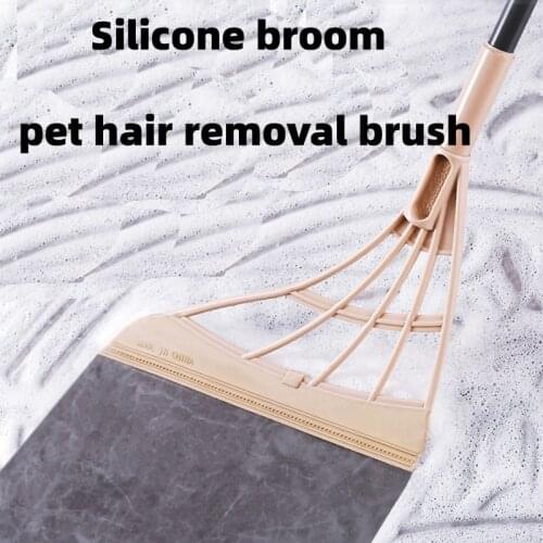 Multifunctional household silicone broom used for floor bathroom toilet glass pet hair removal brush