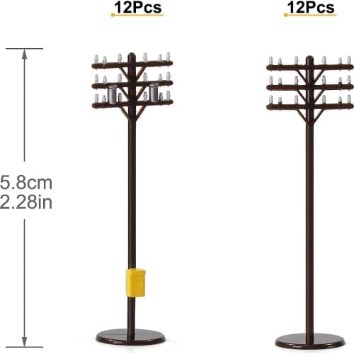 24pcs Model Trains N Scale Telegraph Poles 1:150 Power Poles 5.8cm Railroad Diorama GY18150
