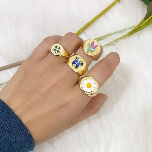 Fancy Ring Set Color Colorful Stylish Sophisticated PUNK Series Couple Party Adjustable Ring Daily Wear Anniversary Gift
