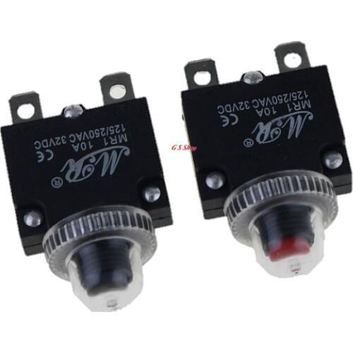 Newest 1Set Red and black button switch circuit breaker overload protector 10A overload switch