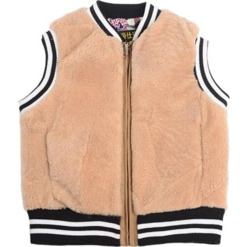352235 New Sheep Fur Clothing Baby Boy and Girl Autumn &Winter Warm Sheepskin Wool Jacket Natural Fur Vest