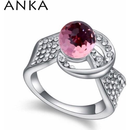 ANKA Limited Rings Sterling Jewelry Ring Crystal Bijoux Exaggerate Jewelry Main Stone Crystals from Austria #109044
