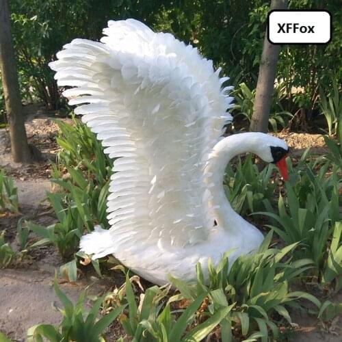 Huge real life wings swan model foam&feather simulation big white swan bird gift about 70x60cm xf0993