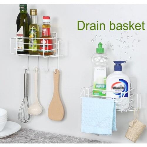 Kitchen Sink Organizer Storage Drainer Rack Sponge Soap Holder Carbon Steel Drainer Basket For Kitchen Storage And Organization