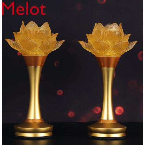 Rechargeable Buddha Worshiping Lamp Lotus Lamp Lamp for Buddha Worship Pair of Domestic Lamp God Table Lamp Buddha Front Lantern