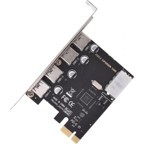 USB3.0 Expansion Card 4 Ports PCI-E to USB3.0 Computer Expansion Card 4Pin Connector HUB for Desktop Computer PC