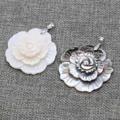 Natural White Shell Pendants High Quality Carved Flowers Charms for Trendy Jewelry Making DIY Necklace Accessories