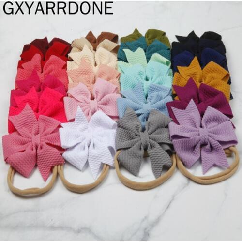 24 Colors Swallowtail Cotton Baby Headbands Girls Handmade Elastic Nylon Bow Baby Headwear Headband Newborn Hair Accessories