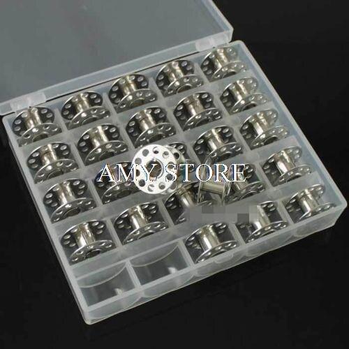 25PCS METAL EMPTY BOBBINS CASE BOX FOR BROTHER JANOME SINGER SEWING MACHINE