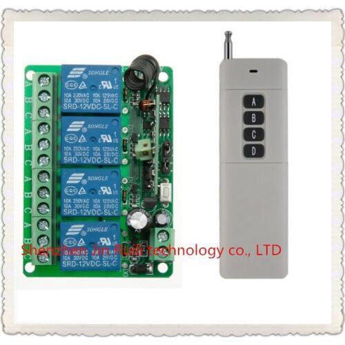 Farthest distance 3000m RF Wireless Remote Controller Relay Switch System DC12V 4CH Receiver& Transmitter Toggle Momentary