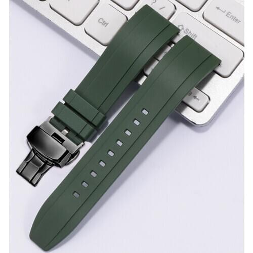 Fluorine Rubber Watch Band 18mm 20mm 22mm 24mm Quick Release Green Orange Watch Strap Steel Buckle for Each Brand Watches Band