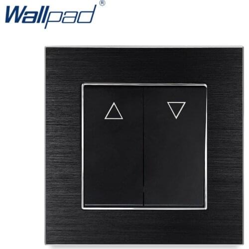 Curtain 2 Gang Momentray Push Button Reset Switches Blind Shutter Wallpad Luxury Wall Switch Satin Metal Panel