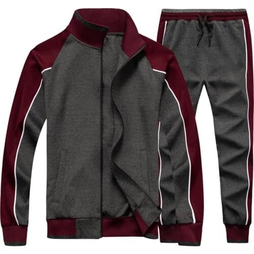 Mens Sportswear Casual Spring Tracksuit Men Two Pieces Sets Stand Collar Jackets Sweatshirt Pants Joggers Track Suit Running