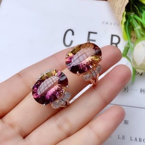 Unique Rainbow Topaz Promise ring 925 Sterling silver Party Wedding Band Rings for women Bridal Luxury Finger Jewelry