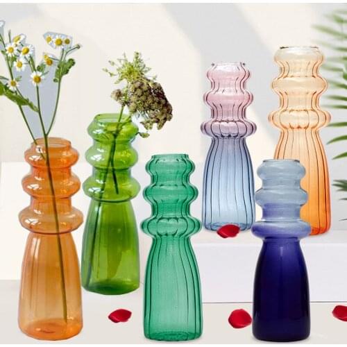 Vase Home Decore Flowerpot Living Room Decoration Glass Container Stained Glass Vase Restaurant Flower Arrangement Ornaments