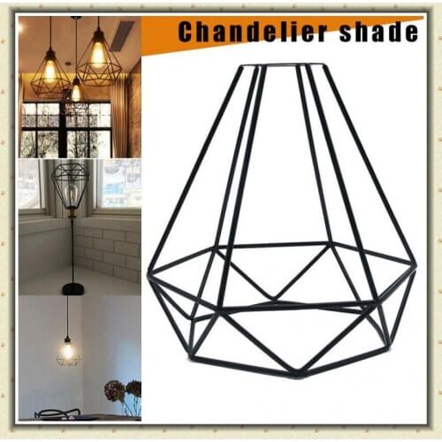 Vintage Metal Cage Industrial Wire Frame Pendant Light Loft Ceiling Lamp Shade Home Decro Lamp Covers Diamond Lighting Accessory