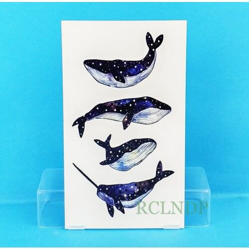 Waterproof Temporary Tattoo Sticker blue whale fish on hand tatto stickers flash tatoo fake tattoos for child girl women men