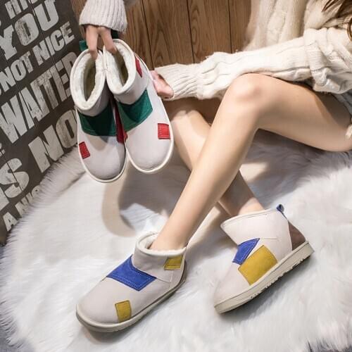 Patchwork Women Ankle Boots Women Boots Women Platform 2020 New Warm Plush Winter Women Snow Boots Fashion U11-32