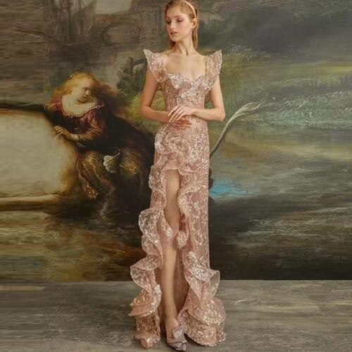 New Fashion Show Style Collection Luxury Gown Women Party Long Dress Shiny Celebrity Maxi Dress Vestido Wholesale Online