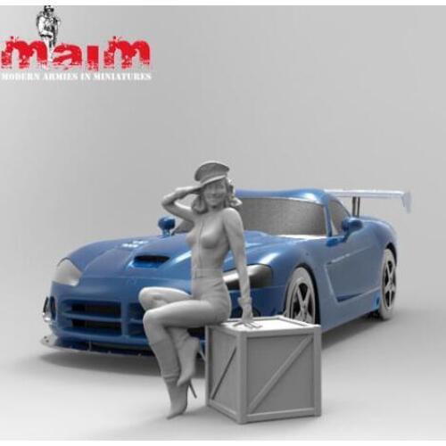 1/24 75mm We Salute You girl NOT HAVE CAR Resin Model Miniature figure Unassembly Unpainted