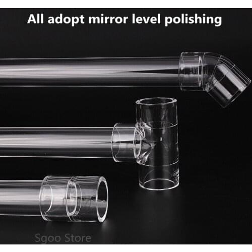 1pc 50cm Long Acrylic Pipe Aquarium 90 Degree Elbow Transparent Plexiglass Fish Tank Tee Way Joints Water Tank Accessories