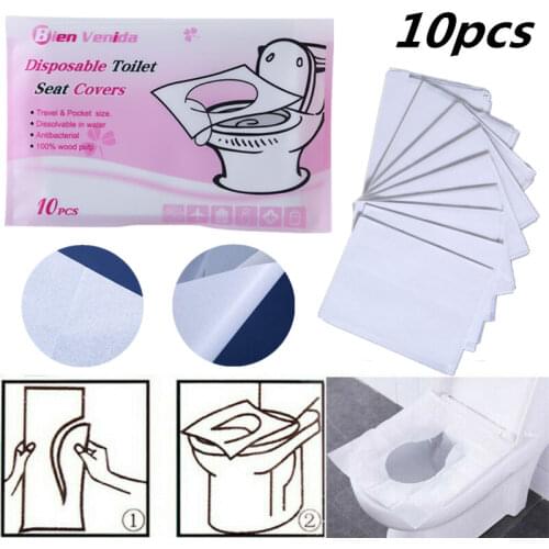 10PCS Disposable Toilet Seat Cover 100% Waterproof Safety Comfortable Travel Camping Bathroom Accessiories Mat Portable