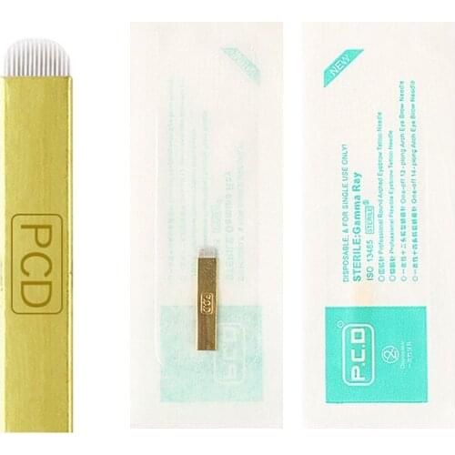 0.25mm 10pcs PCD 14 Pin U Shape Tattoo Needles Permanent Makeup Eyebrow Embroidery Blade For 3D Microblading Manual Tattoo pen