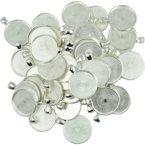 100 Pieces Round Bezel Cameo Cabochon Alloy Pendant Trays Blank Bases Design