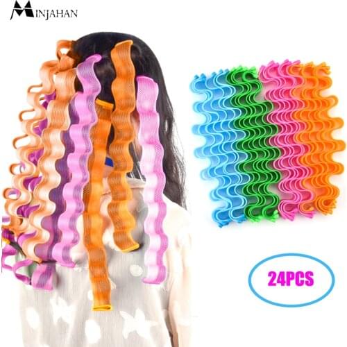 24PCS DIY Magic Hair Curler 25/30/45/50/55CM Portable Hairstyle Roller Sticks Durable Beauty Makeup Curling Hair Styling Tools
