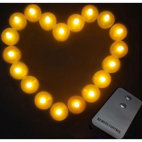 24pcs candle+1pcs remote) Yellow Flickering LED Candle Light Remote Control Candle Battery Operated Tealight Candle Valentine