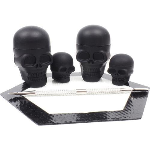 3ml/15ml Silicone Non-stick Black Skull Shape Wax Container oil Jar with 1 Carving Tool and 1 and 1 Non-slip Wax Mat