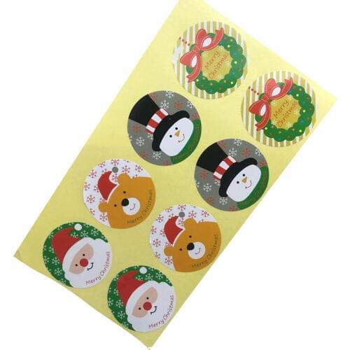 400pcs/pack Kawaii Christmas Smile Bear Santa Clause Snowman Handmade Cake Package Gift Sealing Sticker Baking DIY Gift Stickers