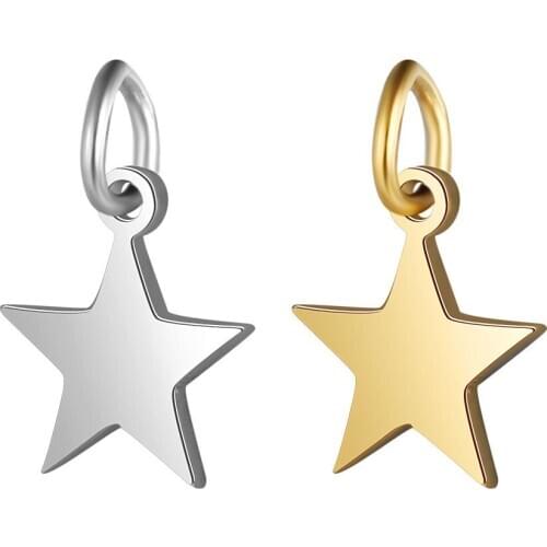 5Pcs/Lot Titanium Stainless Steel 6x10mm 8x12mm Small Star Floating Charm Pendant for DIY Chain Necklace Jewelry Making Crafts