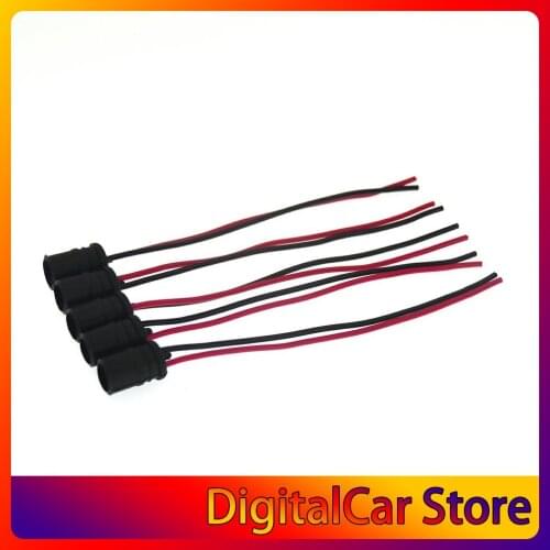 5Pcs T10 Bulb Socket Red And Black Lines Qy-202634 Connector Car Lamp Holder Automobile Update Accessories