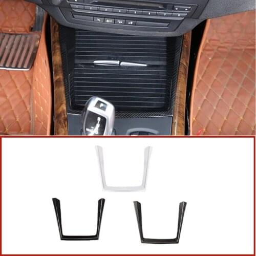 Car Styling Interior Mouldings Center Console Frame Decoration Cup Holder Strip Trim For BMW X5 E70 2008-2013 Car Accessories