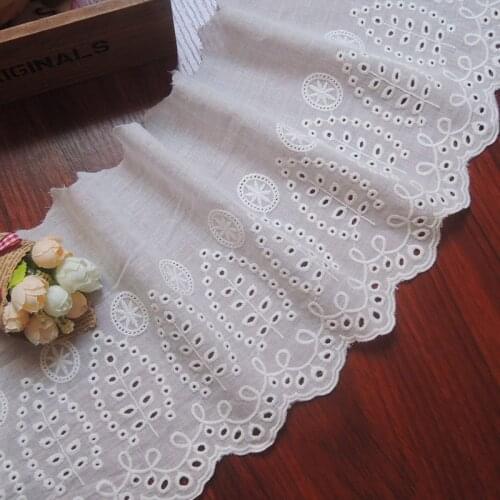 Free Shipping Hollow Embroidered Cotton Lace Fabric Clothes Accessories Skirt Curtain Sofa DIY Lace Trim Width 20cm 3Yds/lot