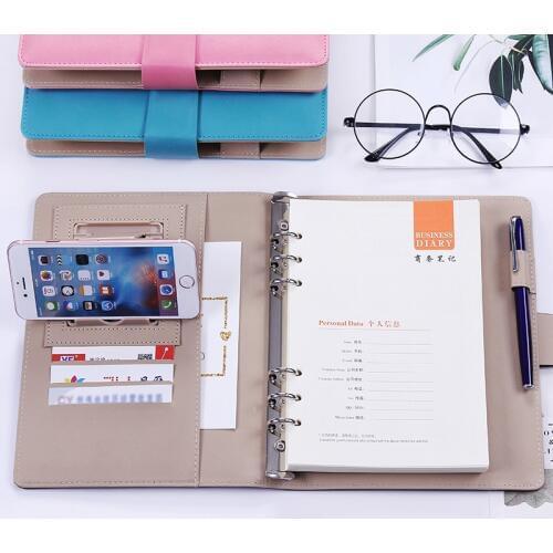 A5 B5 business handmade PU leather notebook lined spiral paper hardcover diary journal week planner agenda organizer binder