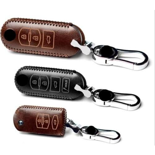 Cowhide Leather Remote Key Cover Case Fob Shell For Mazda 2 3 5 6 323 626 Cx3 Cx-4 Cx-5 Cx-7 Cx-9 Mx5