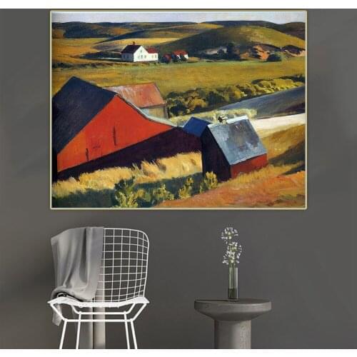 Cobbs Barns and Distant Houses,1930, by Edward Hopper Canvas Oil Painting Aesthetic Picture Wall Backdrop Decor Home Decoration