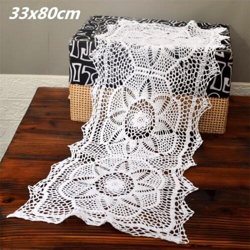 European Classical Cotton Thread Handmade Crochet Hook Flower Placemat Table Runner Tablecloth Wall Cabinet Dust Cover Towel