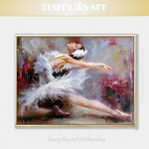 Artist Hand-painted High Quality Impressionist Ballet Dancer Portrait Oil Painting on Canvas Ballerina Figure Acrylic Painting