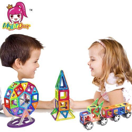 MylitDear 82/97/125Pcs Big Size Magnetic Designer Building Blocks Model Enlighten Bricks Magnetic Toys for Children