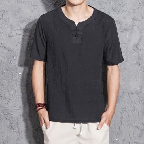 Summer Men Linen Shirt Chinese Style Retro Casual Tops Plus Size Kung Fu Traditional Asian Clothes Tang Suit Tops For Man 30623