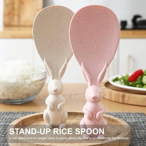 Wheat Straw Rabbit Spoon Can Stand Up Rabbit Rice Shovel Rice Cooker Rice Spoon Creative Kitchen Accessories Cartoon Rice Spoon