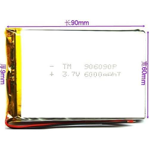 Charge battery monitor monitor miners LED 6000MAH large capacity 906090 3.7V polymer lithium battery