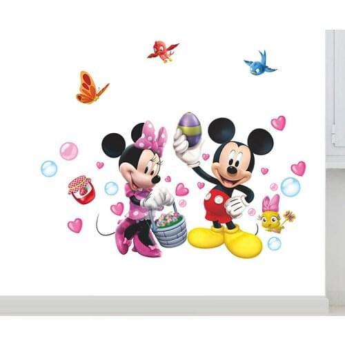 Cartoon Disney Mickey Minnie Wall Stickers For Kids Rooms Home Decor Living Room Wall Decals Pvc Mural Art Diy Poster Wallpaper
