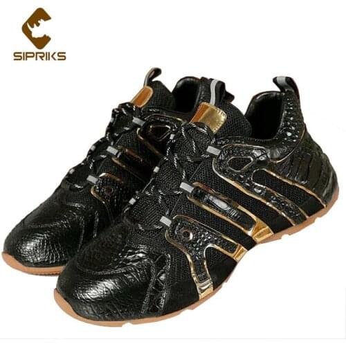 Big discounts Crocodile Skin Casual Shoes Mens Leather Leisure Flats Black Gold Sport Hiking Running Shoe Comfort Alligator 44